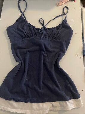 Ruched Navy Spaghetti-Strap Women's Tank Top